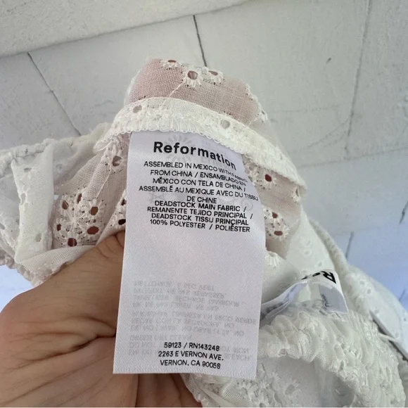 Reformation Olina Eyelet Pants White size Small Petite NWT - Picture 8 of 8